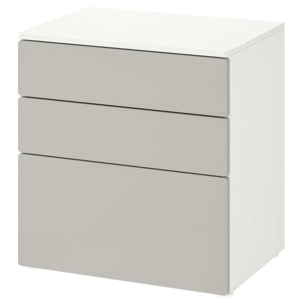 Комод с 3 ящиками, белый, серый, 60x42x63 см IKEA PLATSA ПЛАТСАA ПЛАТСА, SMÅSTAD СМОСТАД 294.201.71 - фото 1