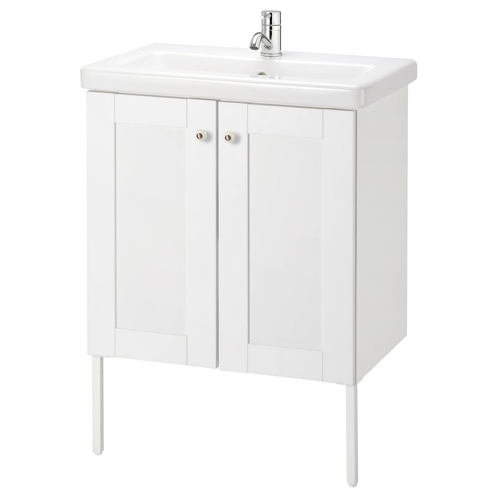 Шкаф под раковину с 2 дверец, Йельсен белый/ПИЛКОН смеситель 64x43x88 см IKEA FISKÅN ФИСКОН / TVÄLLEN ТВЭЛЛЕН 694.304.51 - фото 1