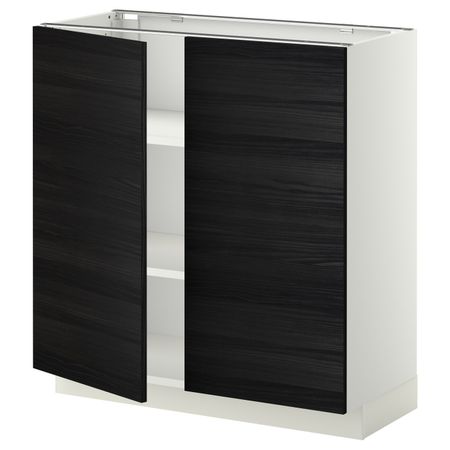 Напольный шкаф с полками/2двери, белый, Тингсрид черный 80x37 см IKEA МЕТОД 092.248.16