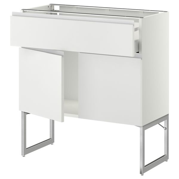 Напольный шкаф, полки, ящик, 2 двери МЕТОД / МАКСИМЕРА, белый, Нодста белый - схема-чертеж с размерами