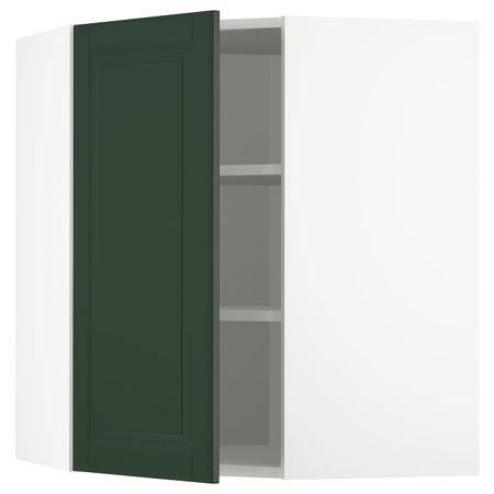 Угловой навесной шкаф с полками, белый/Будбин темно-зеленый 68x80 см IKEA METOD МЕТОД 693.123.20