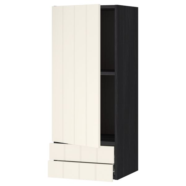 Навесной шкаф с дверцей, 2 ящика МЕТОД / ФОРВАРА, черный, Хитарп белый с оттенком - схема-чертеж с размерами