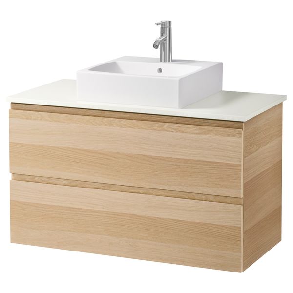 Шк п-раковину/столешн45x45/раковина  , под беленый дуб, белый (102x49x72 см) - схема-чертеж с размерами