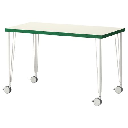 Стол ЛИННМОН / КРИЛЛЕ, бел/зелен, белый (120x60 см)