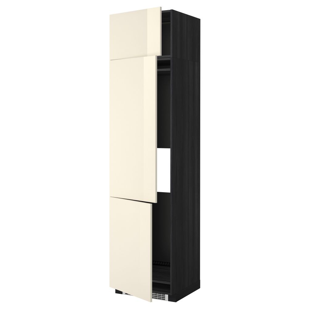 Высокий шкаф для холодильника или морозильника, с 3 дверями МЕТОД, черный, Рингульт кремовый - схема-чертеж с размерами