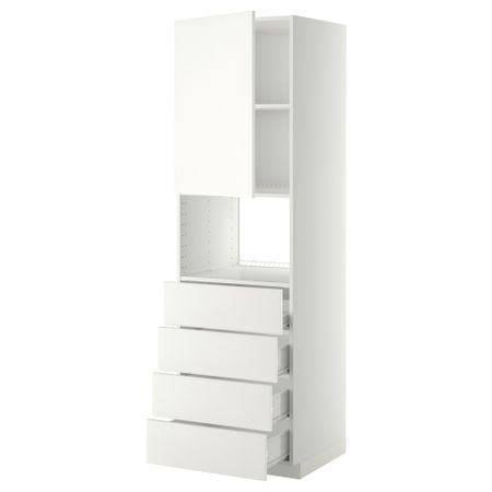 Высокий шкаф для духовки, дверца, 4 ящика МЕТОД / ФОРВАРА, белый, Хэггеби белый