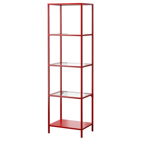 Стеллаж ВИТШЁ, красный, стекло (51x175 см)