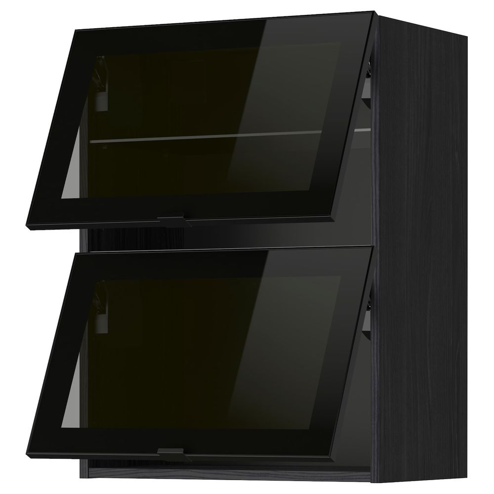 Навесной горизонтальные шкаф, 2 зеркальная дверц, черный, Ютис дымчатое стекло 60x80 см IKEA МЕТОД 593.306.16 - схема-чертеж с размерами