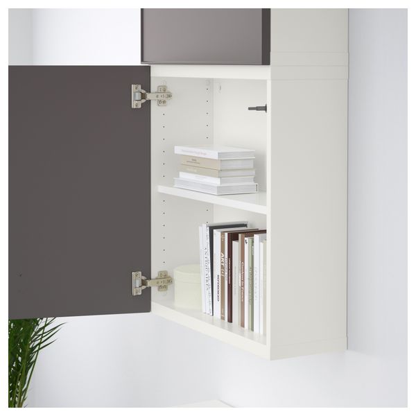 Навесной шкаф с 2 дверями БЕСТО, белый, Грундсвикен темно-серый (60x20x128 см) - схема-чертеж с размерами