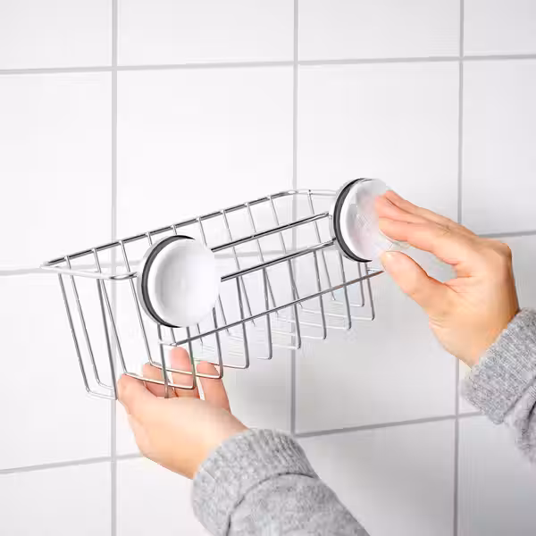 KROKFJORDEN Корзина/полка на присосках - оцинкованный 24x11 см - фото 7