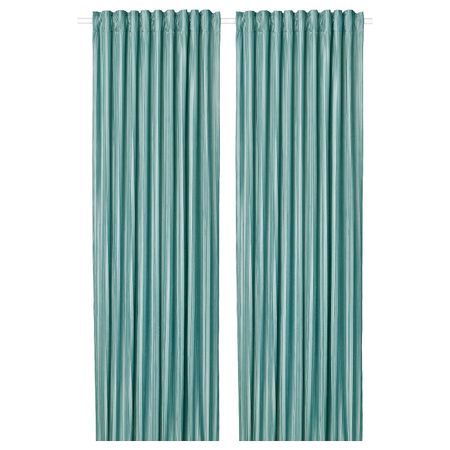 Затемняющие гардины, 2 шт., серо-бирюзовый 145x300 см IKEA ELDTORN ЭЛЬДТОРН 604.881.06