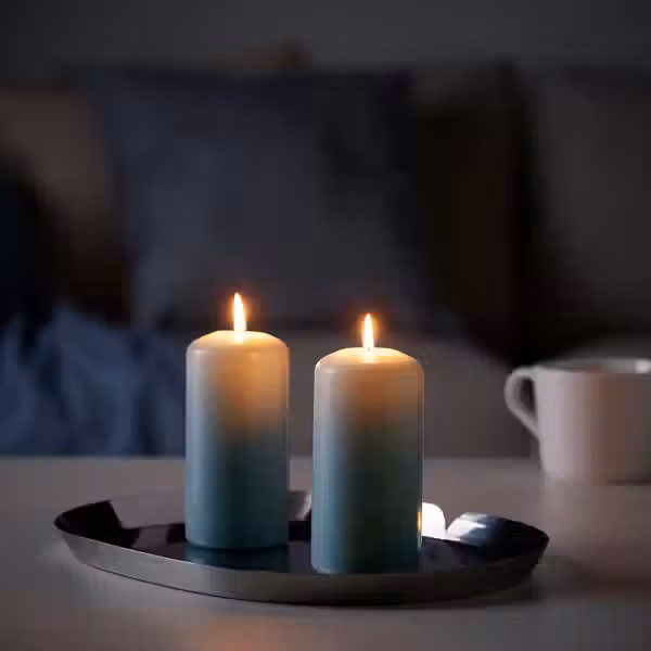 DAGLIGEN Неароматическая формовая свеча - бледно-голубой 14 см 40 ч - фото 2