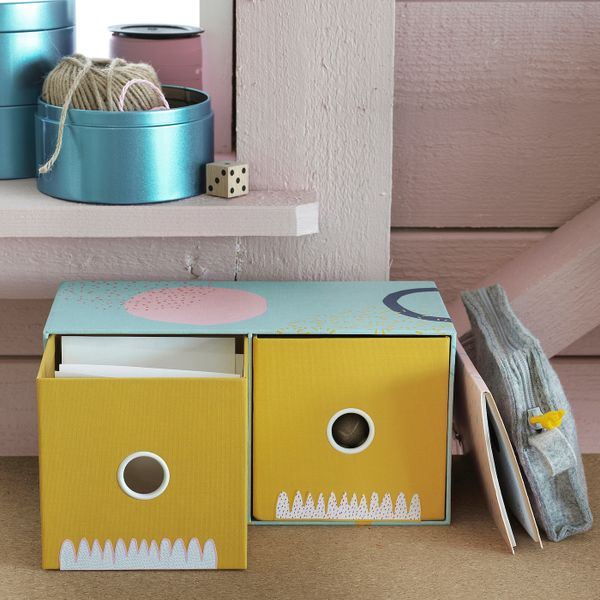 Мини-комод с 2 ящиками, разноцветный, 25x13 см IKEA ЛАНКМОЙ 104.340.45 - схема-чертеж с размерами