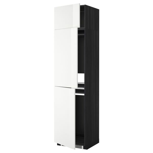 Высокий шкаф для холодильника или морозильника, с 3 дверями МЕТОД, черный, Рингульт белый (60x60x240 см) - схема-чертеж с размерами