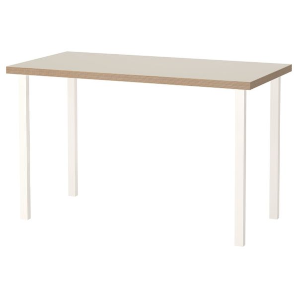 Стол, бежевый, белый, 120x60 см IKEA ЛИННМОН / ГОДВИН 092.792.53 - фото 1