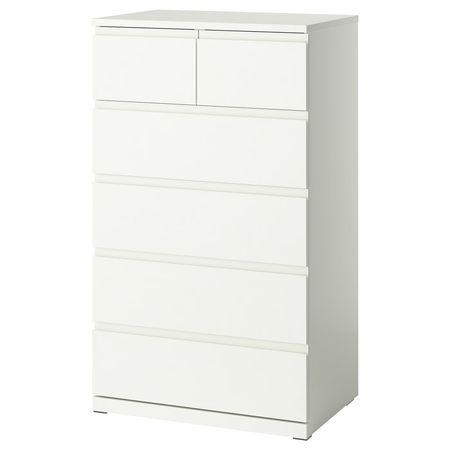 STORKLINTA Комод с 6 ящиками - белый 70x50x120 см