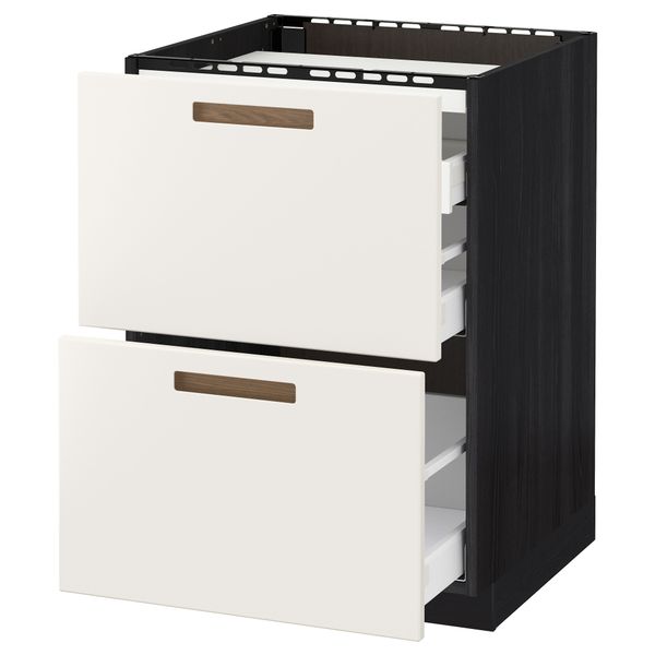Напольный шкаф, 2 фронтальных панели, 3 ящика МЕТОД / МАКСИМЕРА, черный, Мэрста белый - схема-чертеж с размерами