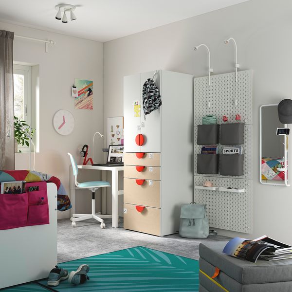 Гардероб, 60x57x181 см, белый, береза с 4 ящиками IKEA PLATSA ПЛАТСАA ПЛАТСА, SMÅSTAD СМОСТАД 494.309.37 - фото 8