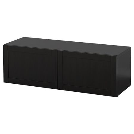Стеллаж с дверьми, черно-коричневый/Ханвикен черно-коричневый 120x42x38 см IKEA BESTÅ БЕСТО 694.419.68