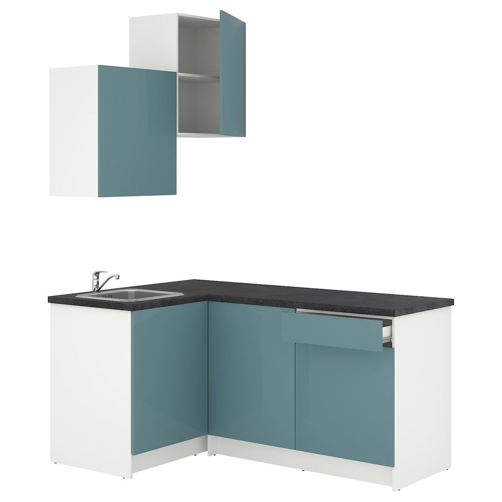 Кухня, глянцевый/синяя бирюза 120x180x260 см IKEA KNOXHULT КНОКСХУЛЬТ 394.243.81 - фото 1