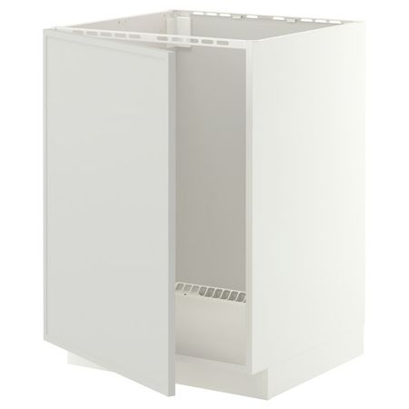 METOD Напольный шкаф для мойки - белый/Aspudden светло-серый 60x60 см