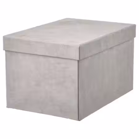 GJÄTTA ГЭТТА Коробка с крышкой - бархат светло-серый 18x25x15 см