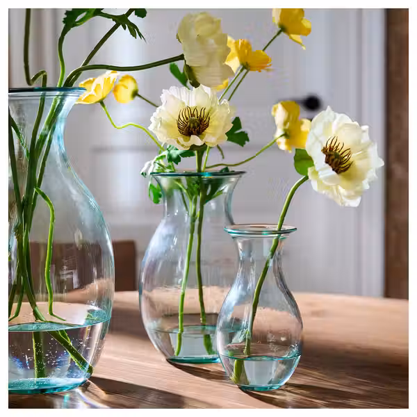 BERGKÖRSBÄR БЕРГКЁРСБЭР Ваза - стекло/зеленый 15 см - схема-чертеж с размерами