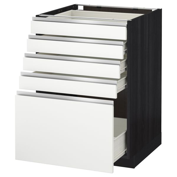 Напольный шкаф с 5 ящиками МЕТОД / ФОРВАРА, черный, Нодста белый - схема-чертеж с размерами