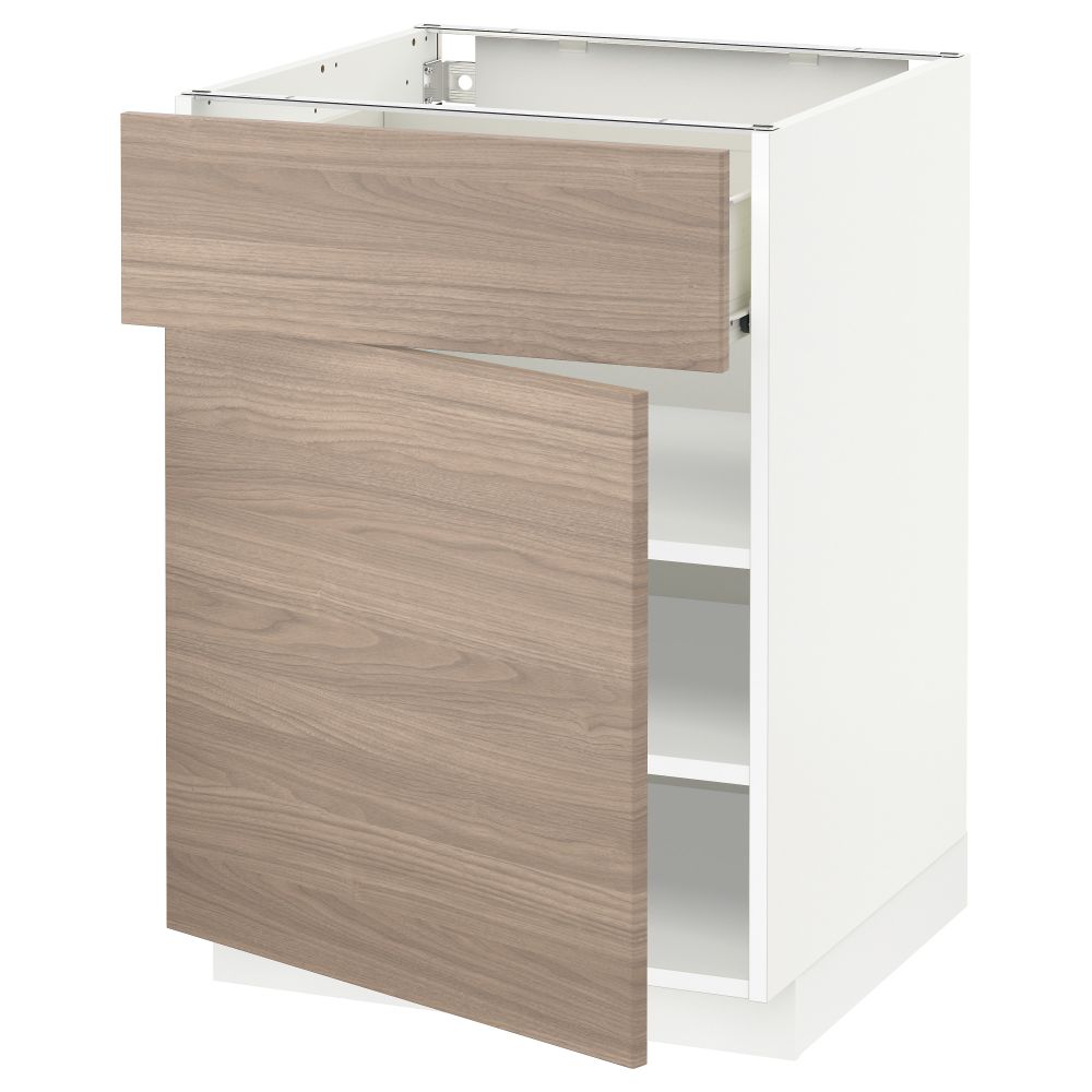 Напольный шкаф с ящиком, дверью МЕТОД / ФОРВАРА, белый, Брокхульт светло-серый - схема-чертеж с размерами