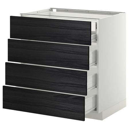 Напольный шкаф 4 фронтальных, 2 низких, 3 средних ящ, белый, Тингсрид черный 80x60 см IKEA МЕТОД / ФОРВАРА 192.673.01