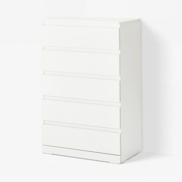 LILLBERGET Комод с 5 ящиками - белый 70x43x108 см - схема-чертеж с размерами