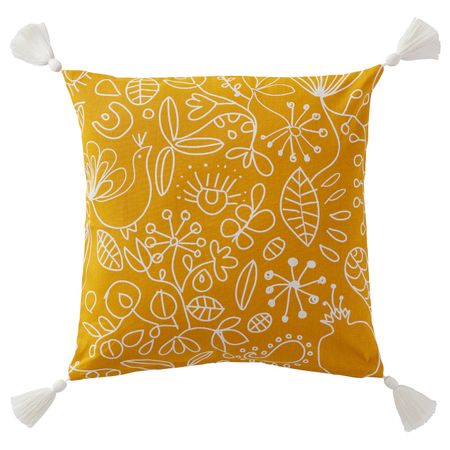 Чехол на подушку, желтый белый/с печатным рисунком 50x50 см IKEA FINSLIPAD ФИНСЛИПАД 205.185.82