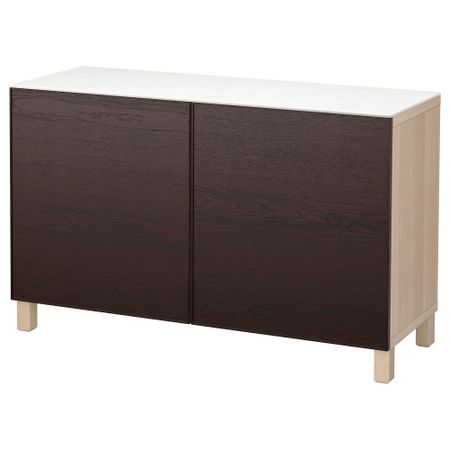 Комбинация для хранения с дверцами БЕСТО, под беленый дуб, Инвикен черно-коричневый (120x42x74 см)