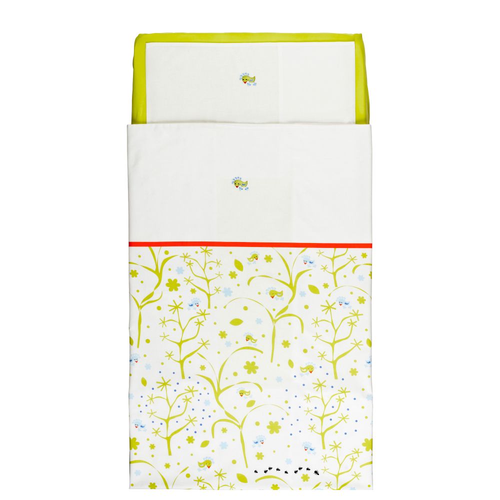 Комплект постельного белья, 3 предмета ФОГЕЛЬСОНГ, зеленый (110x125/35x55 см) - фото 1