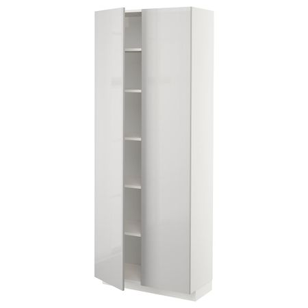 Высокий шкаф с полками, белый/Рингульт светло-серый 80x37x200 см IKEA METOD МЕТОД 893.079.35