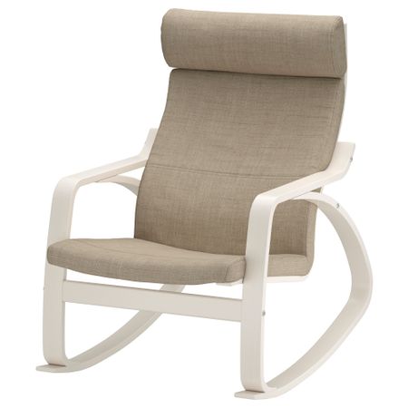 Кресло-качалка ПОЭНГ, белый, Исунда бежевый