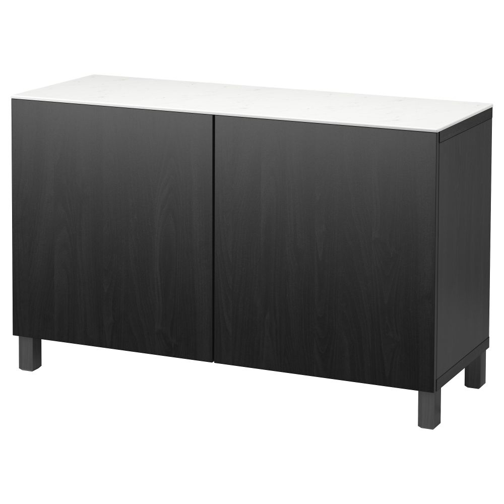 Комбинация для хранения с дверцами БЕСТО, черно-коричневый, Лаппвикен черно-коричневый (120x42x74 см) - фото 1