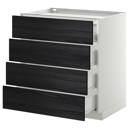 Напольный шкаф, 4 фронтальных панели, 4 ящика МЕТОД / ФОРВАРА, белый, Тингсрид черный
