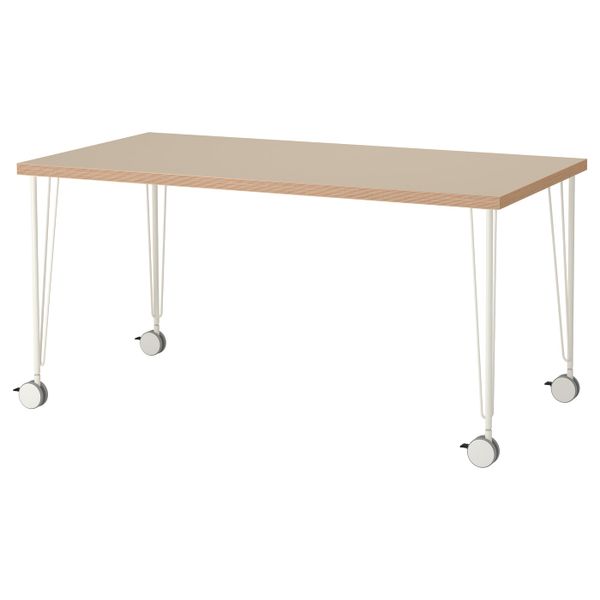 Стол, бежевый, белый, 150x75 см IKEA ЛИННМОН / КРИЛЛЕ 492.793.26 - фото 1