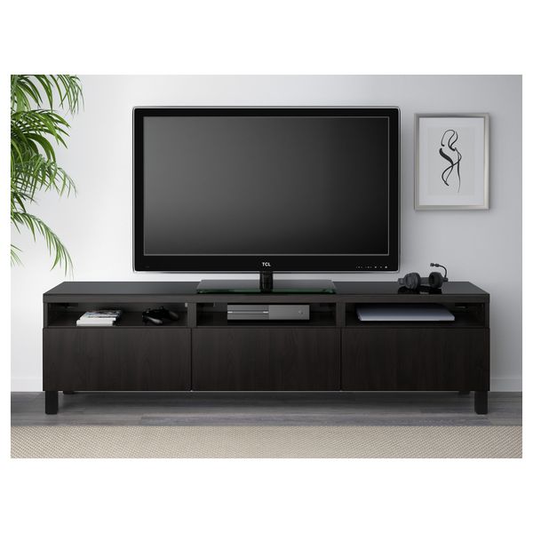 Тумба для ТВ с ящиками БЕСТО, Лаппвикен черно-коричневый (180x40x48 см) - фото 2