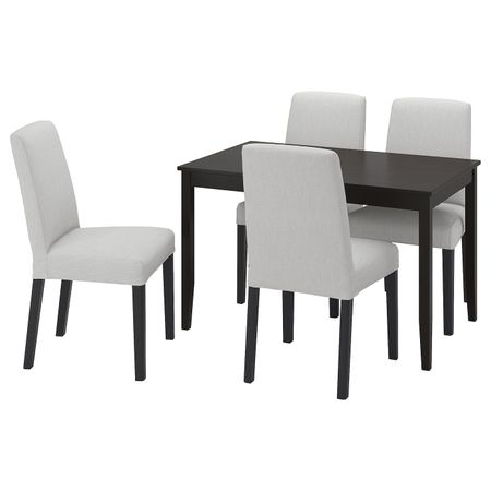 Стол и 4 стула, черно-коричневый/Оррста светло-серый/черный 118x74 см IKEA LERHAMN ЛЕРХАМН / BERGMUND БЕРГМУНД 494.084.70