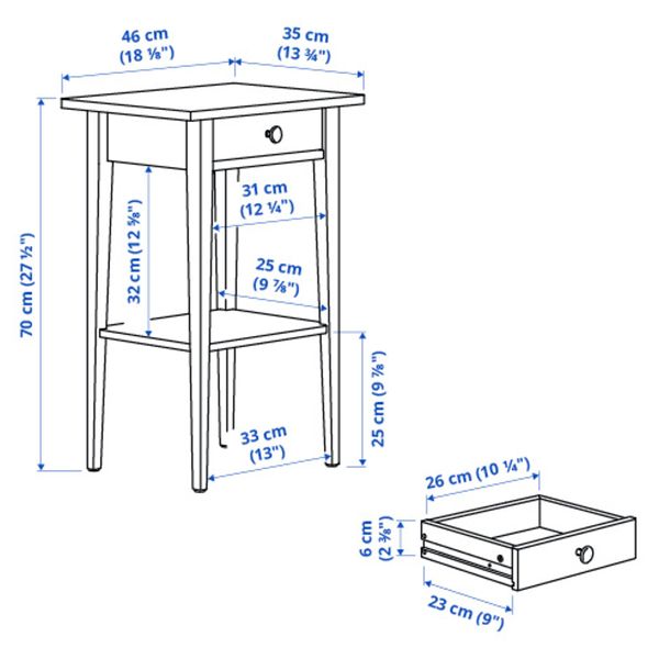 Тумба прикроватная, белая морилка, 46x35 см IKEA HEMNES ХЕМНЭС 202.004.56 - фото 6