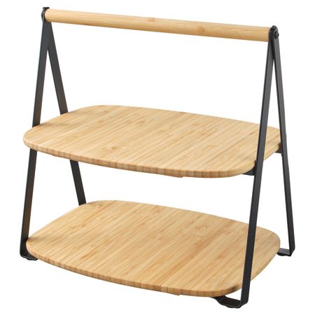 Поднос сервировочный, бамбук/черный 28x20 см IKEA FULLSPÄCKAD ФУЛЛСПЭККАД 604.336.42