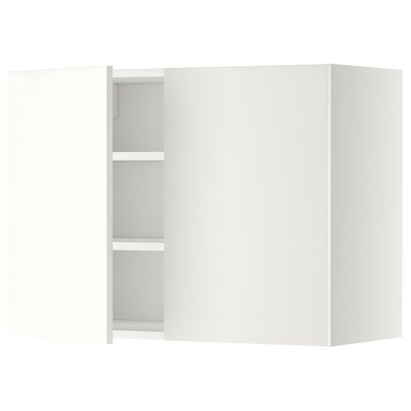 Навесной шкаф с полками/2дверцы, белый/Хэггеби белый 80x60 см IKEA METOD МЕТОД 392.260.98 - схема-чертеж с размерами