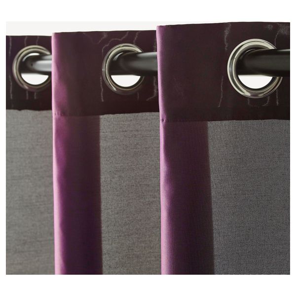 Гардины, 1 пара ПЭРЛЬБУСКЕ, темно-сиреневый (145x300 см) - схема-чертеж с размерами
