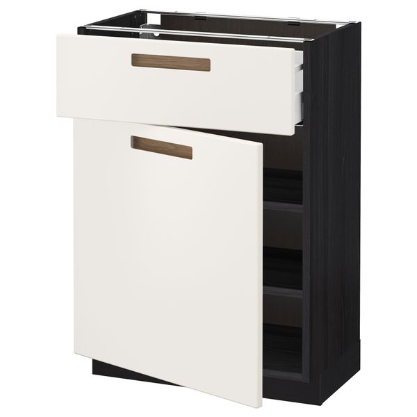 Напольный шкаф с ящиком, дверью МЕТОД / МАКСИМЕРА, черный, Мэрста белый - схема-чертеж с размерами
