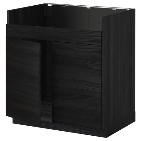 Напольный шкаф для двойной мойки ХАВСЕН, черный, Тингсрид черный 80x60 см IKEA МЕТОД 392.802.74
