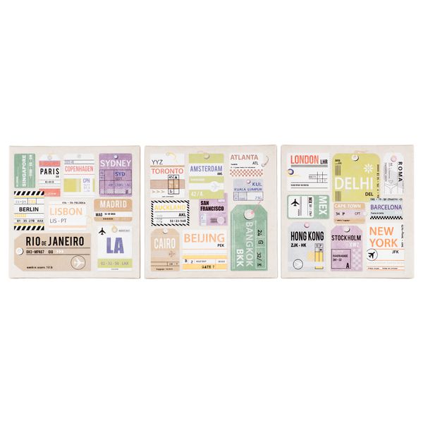 Картина, 3 шт ПЬЕТТЕРИД, Путешествия (25x25 см) - фото 1