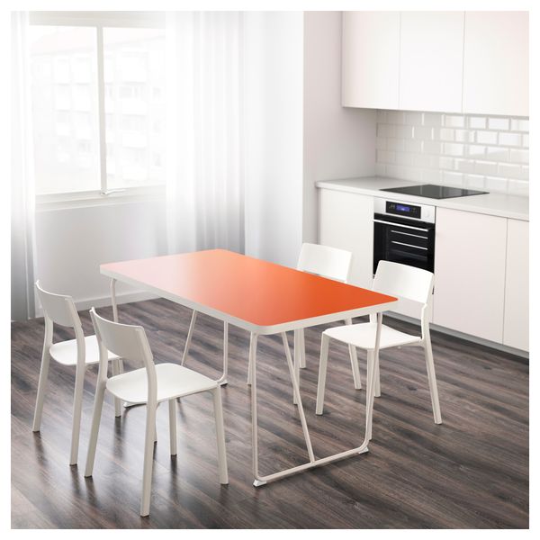 Стол РЮДЕБЭКК, оранжевый белый, Бэккарид оранжевый белый (150x78 см) - схема-чертеж с размерами