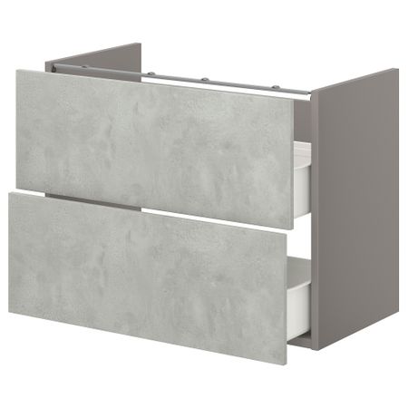 Напольный шкаф для раковины,2 ящика, 80x42x60 см, серый, под бетон IKEA BEGIVENHET БЕГИВЕНХЕТ 793.223.47
